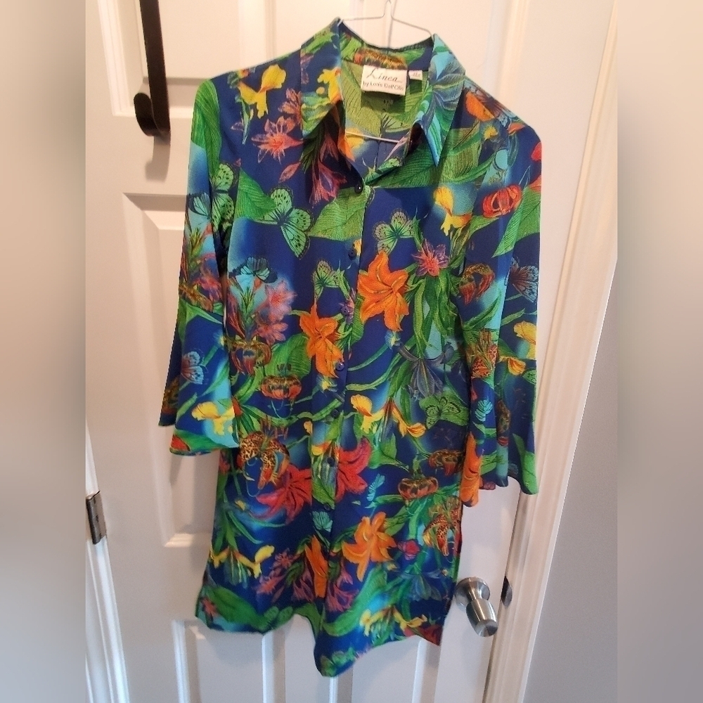 Linea by Louis Dell Olio sz xs Tiger Lily print duster tight multiple.